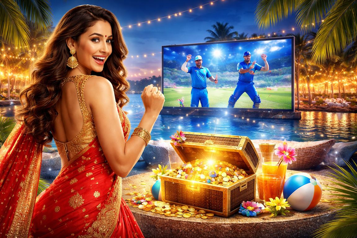 Indian woman enjoying cricket betting on mobile at 2743 platform
